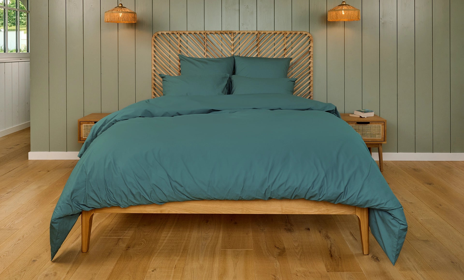 Parure de percale de coton Bleu paon
